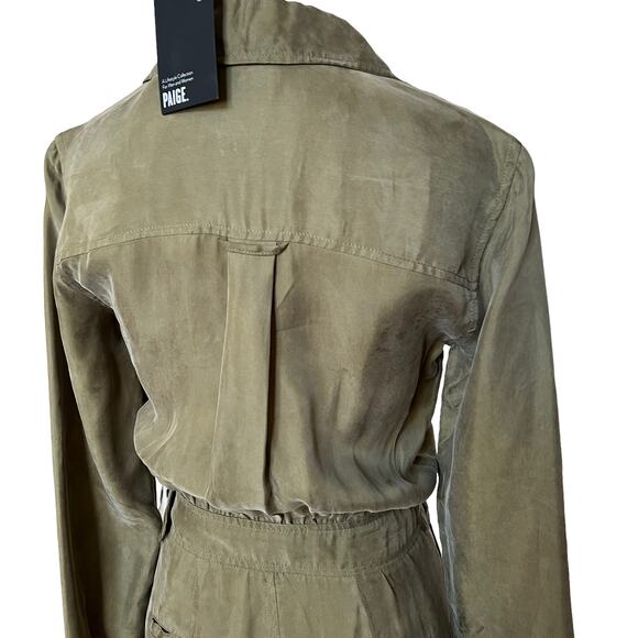 Paige NWT Dyanne Shirt Dress in Dark Olive Green XS - Picture 9 of 10
